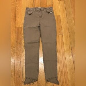 Cello Tan Ankle Cropped Jeans with Frayed Hem Size 11